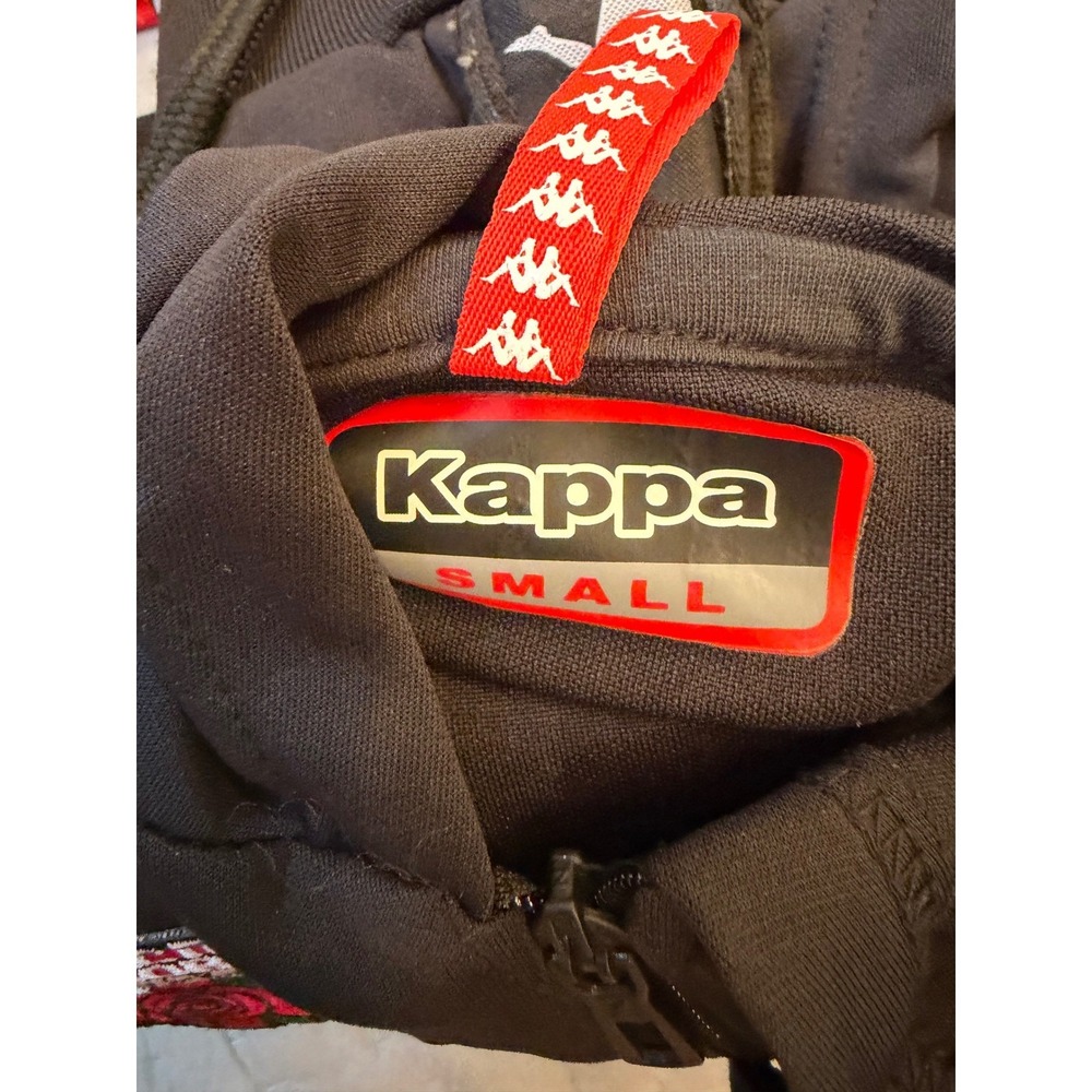 Kappa x Extra Butter x Gosha Black Cropped Zip Hoodie Logo Tape Women's Small - Picture 2 of 7